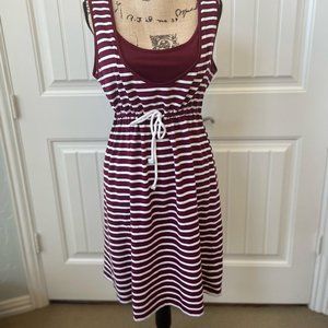 Sleeveless Nursing Tank  Maternity Dress Maroon/white stripe XL